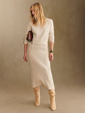 Sezane Sami Jumper and Naelle Skirt Set Natural Beige Size Large